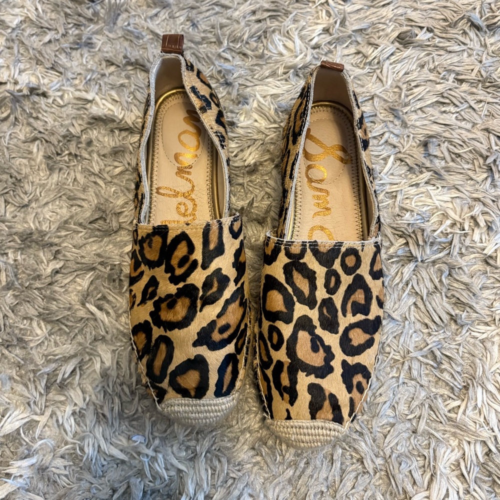 Sam Edelman Khloe Espadrille Flats Leopard Calf Hair